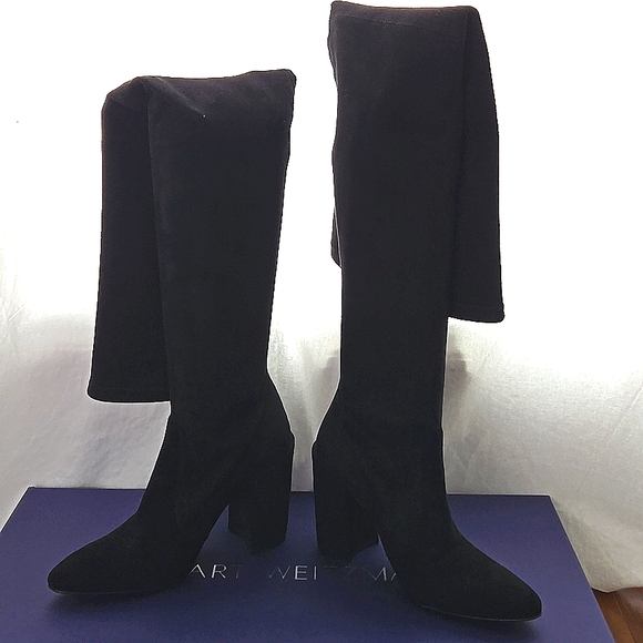 Stuart Weitzman Hiline Black Suede Over-the-Knee Boot Size 8M - Picture 2 of 4